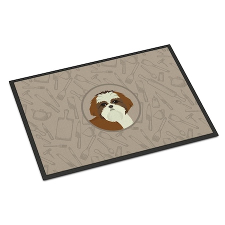 Carolines Treasures 18 x 27 in. Shih Tzu in the Kitchen Indoor or Outdoor Mat CK2210MAT